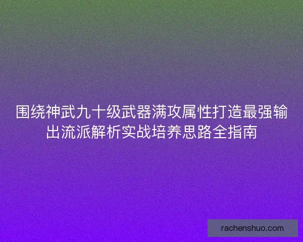 围绕神武九十级武器满攻属性打造最强输出流派解析实战培养思路全指南